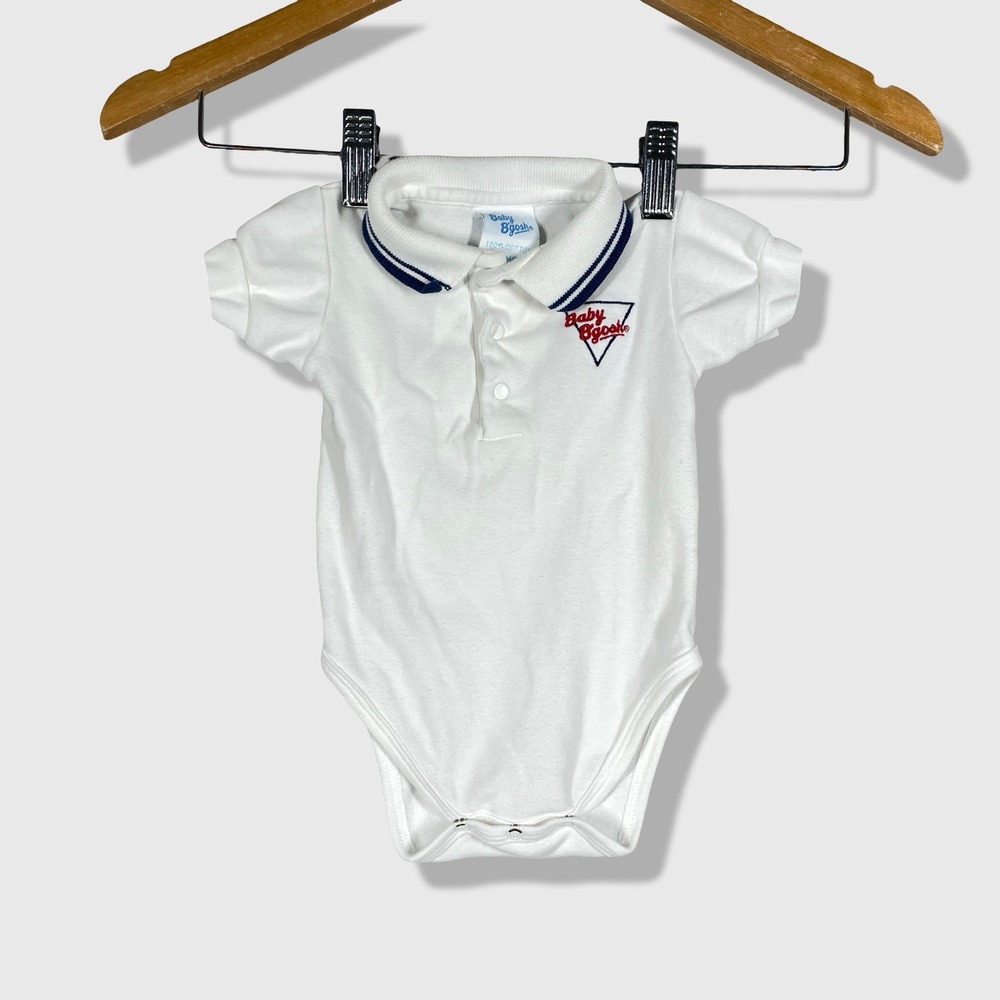 Baby B'gosh Polo Bodysuit Baby 3-6 Months White‎ Vintage Prep Preppy Casual